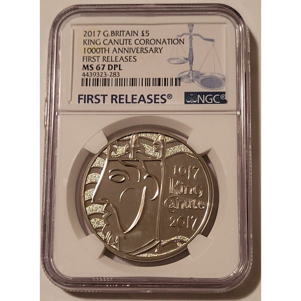 Great Britain 2017 5 Pounds King Canute Coronation Anniversary MS67 DPL NGC FR